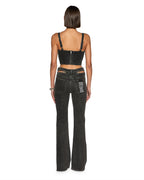 Womens Dauphine Bustier Shadow Fitted Fashion Tops - Black