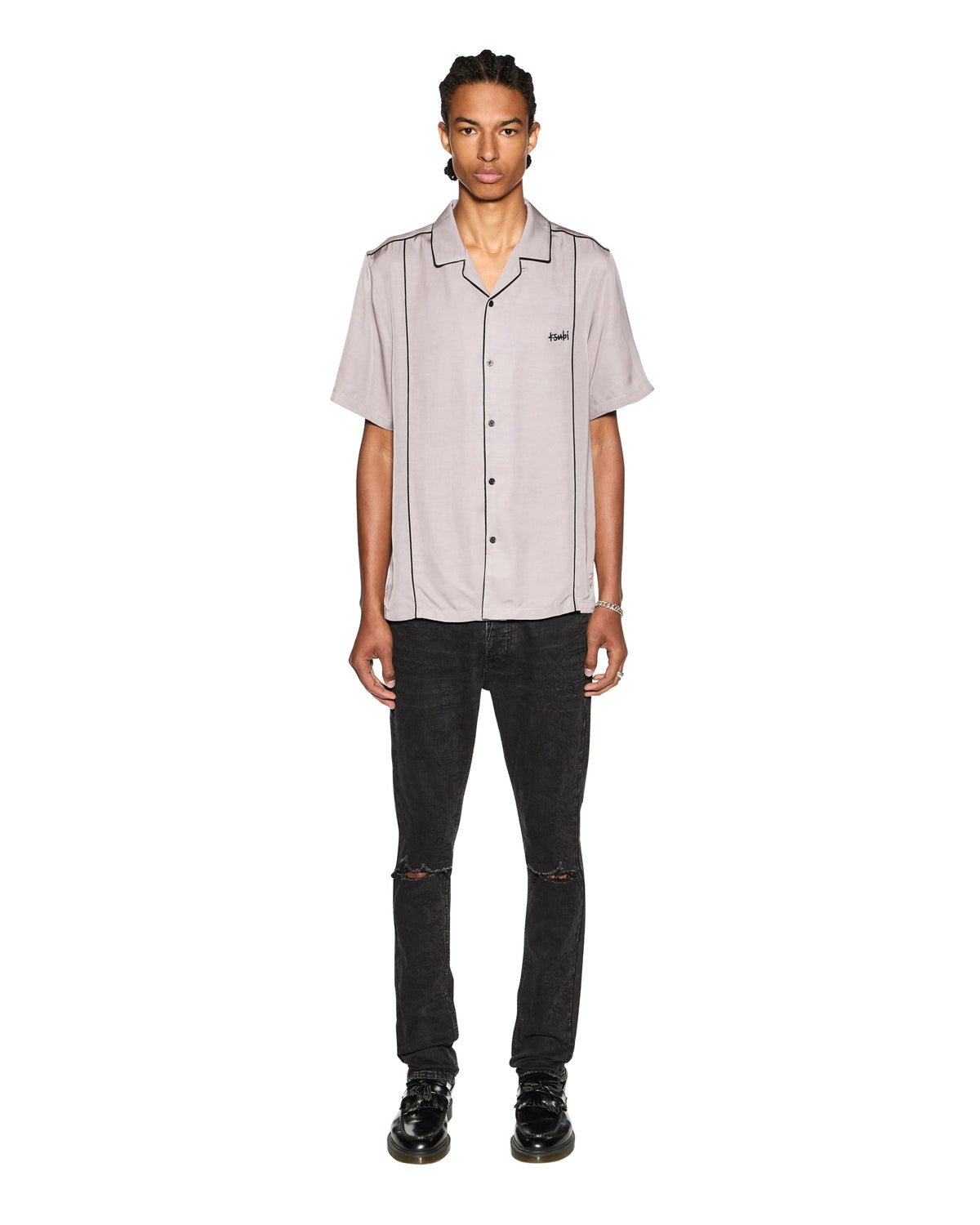 Mens Downtown Resort Ss Shirt Haze Regular Shirts - Purple