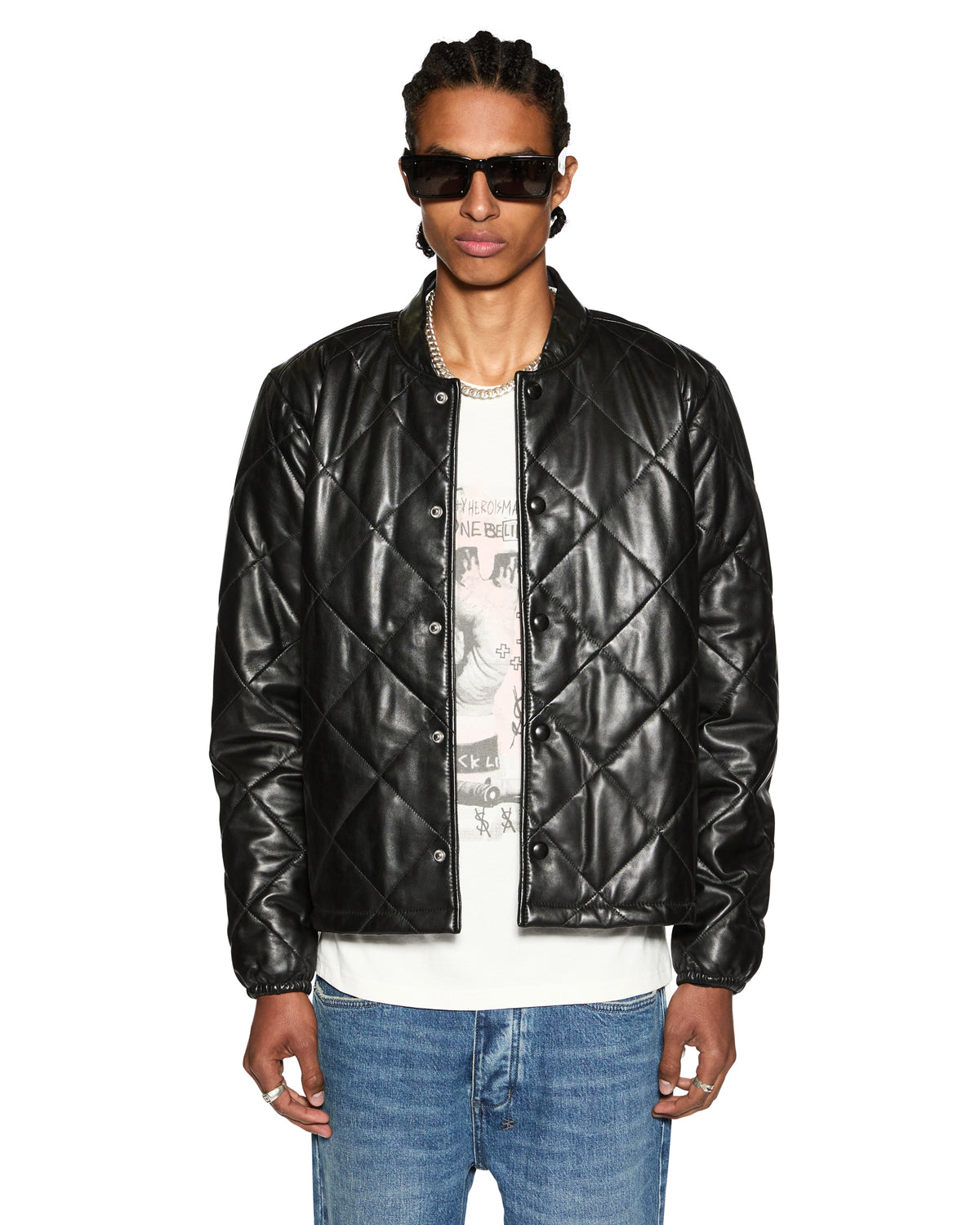 MENS ECLIPSE QUILTED BOMBER BLACK JACKETS