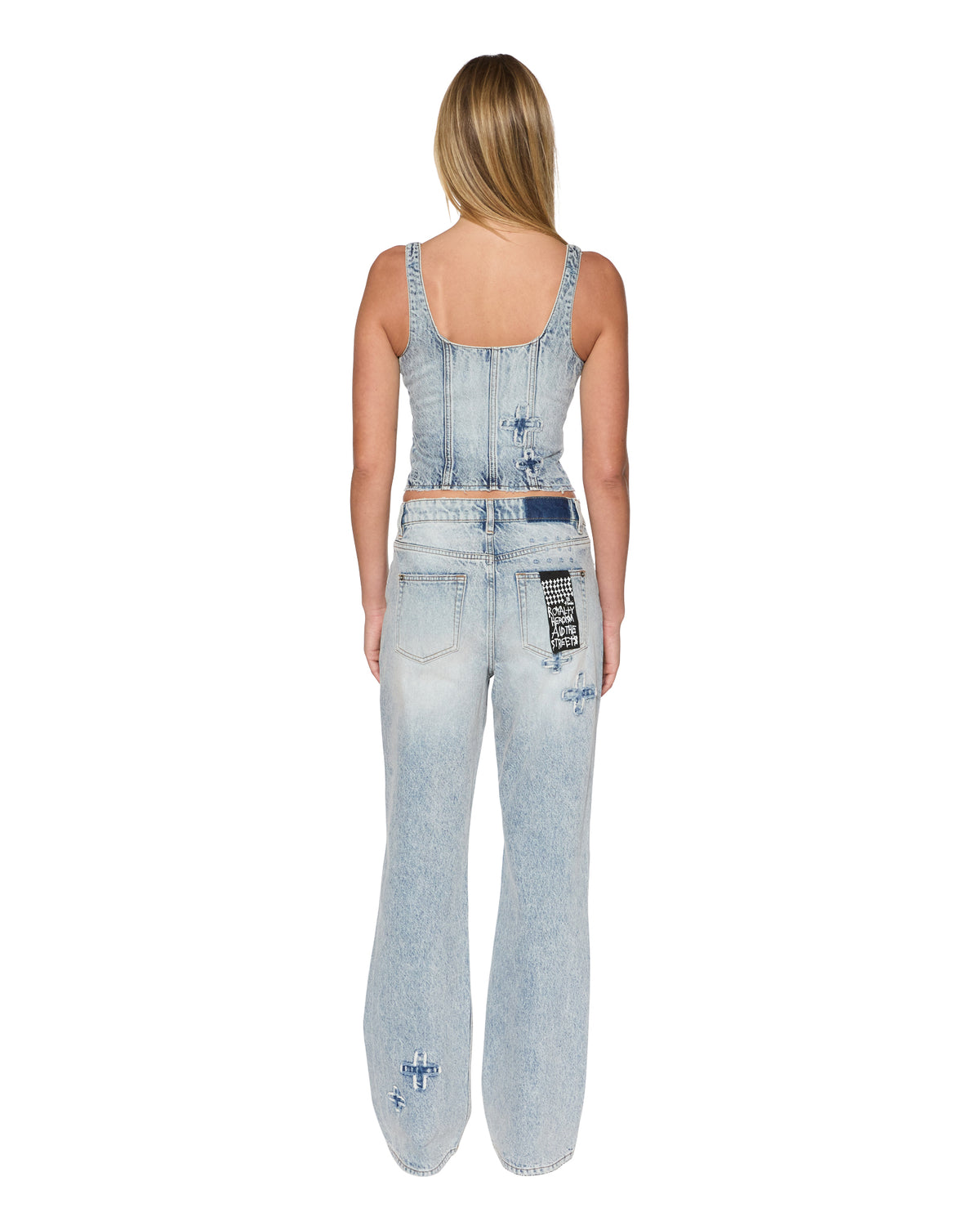 Womens Gigi Bustier Klassic Kraftwerk Fitted Fashion Tops - Denim