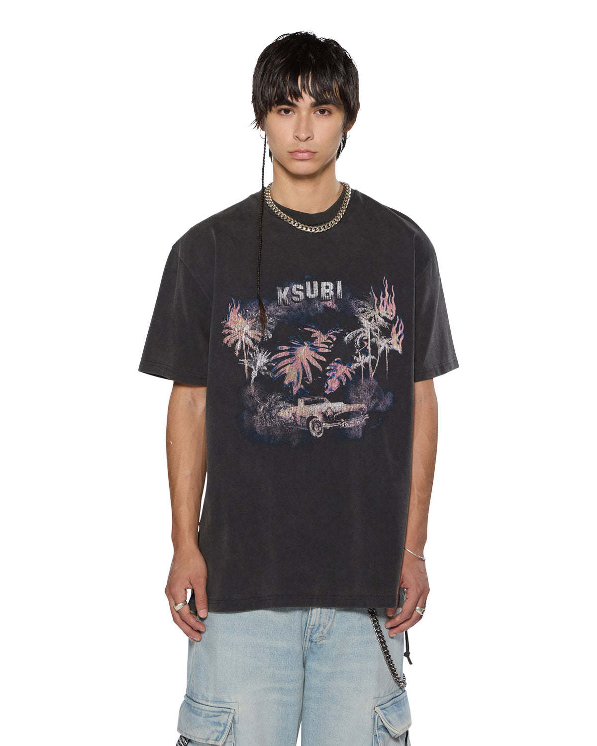 MENS ISLAND BIGGIE SS TEE FADED BLACK TEES