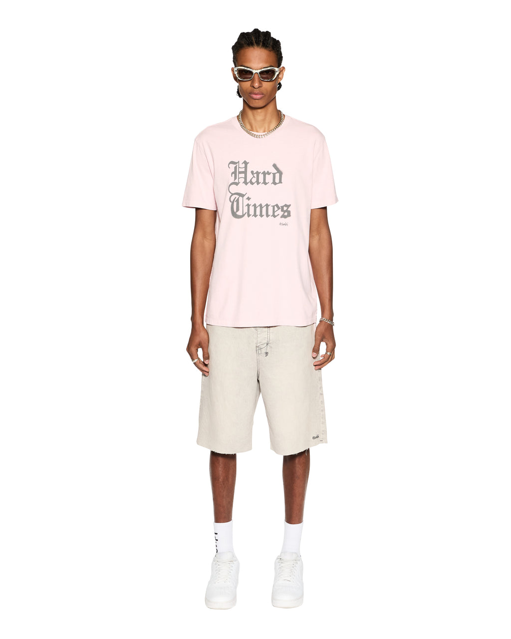 Mens Hard Times Kash Ss Tee Quartz Regular Tees - Pink