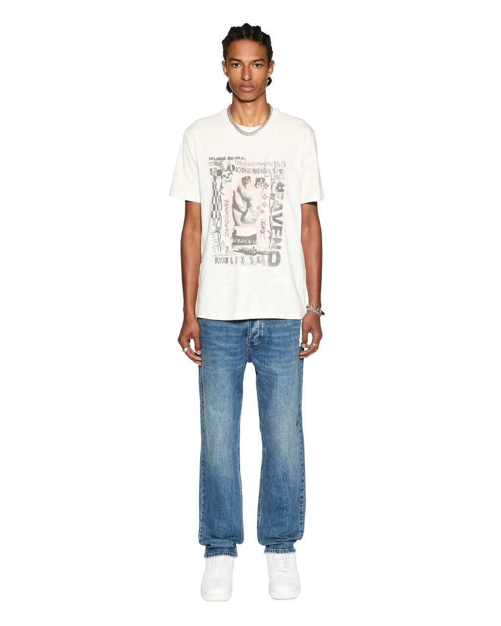 Mens Idols Kash Ss Tee Vintage White Regular Tees - White