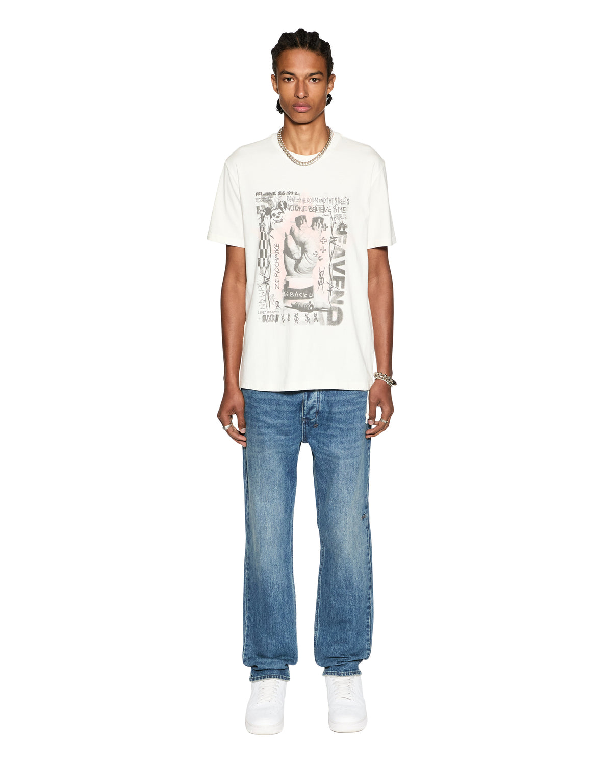Mens Idols Kash Ss Tee Vintage White Regular Tees - White