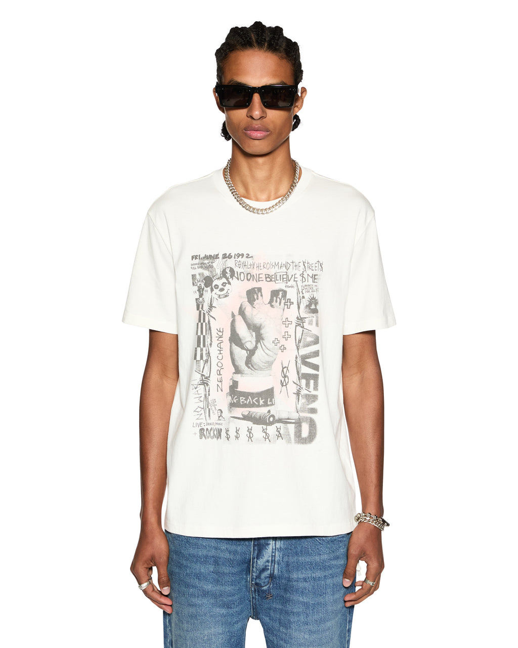 Mens Idols Kash Ss Tee Vintage White Regular Tees - White