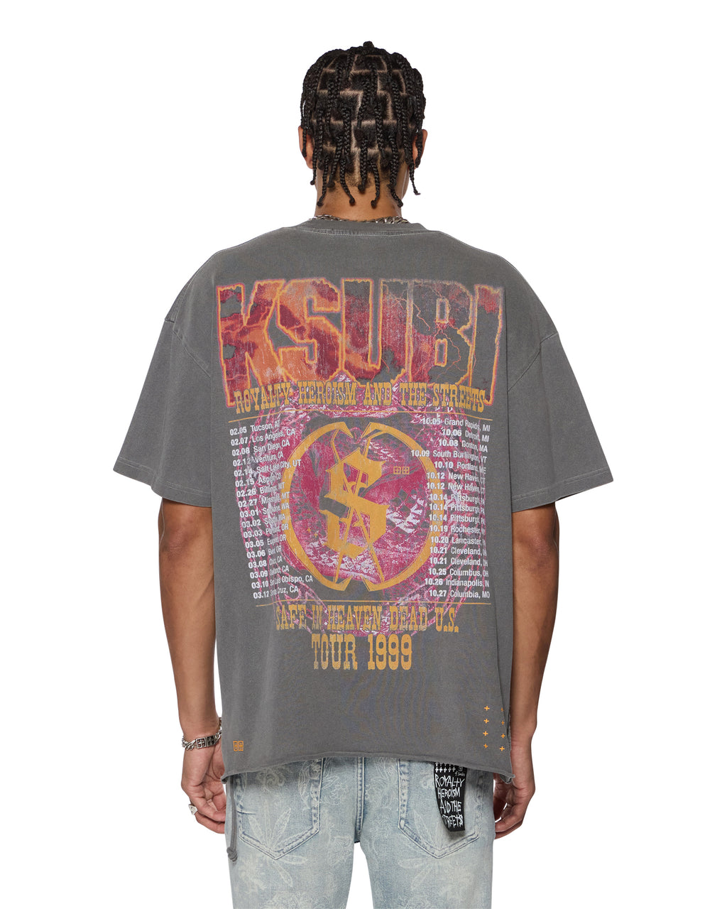 Mens Kickstart Ekcess Ss Tee Charcoal Oversized Tees - Grey
