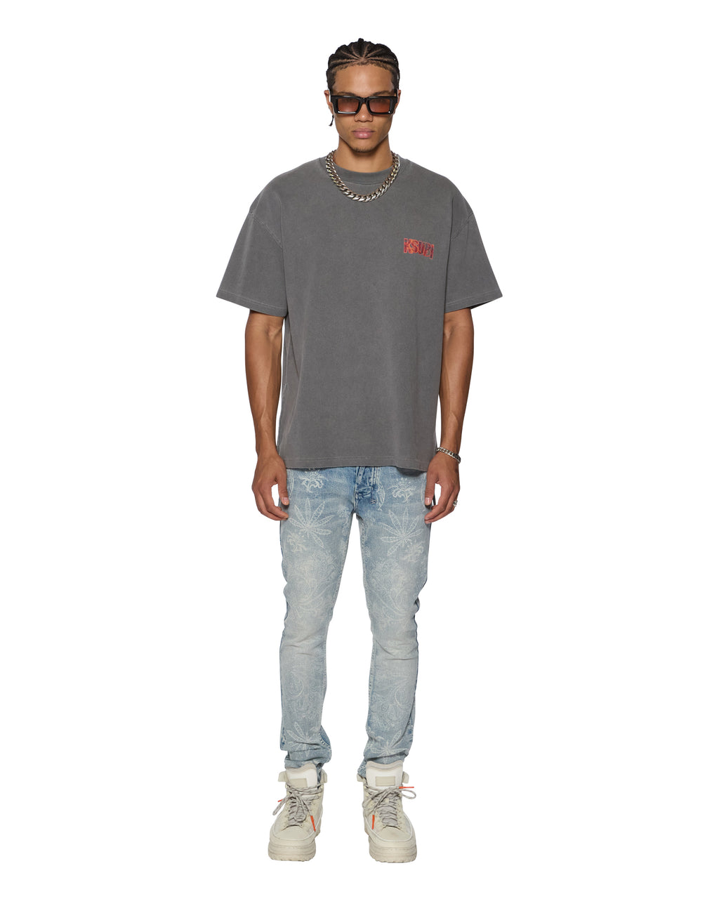 Mens Kickstart Ekcess Ss Tee Charcoal Oversized Tees - Grey