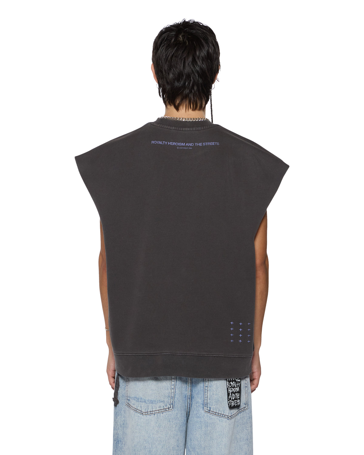 Mens Kingdom Slash Crew Faded Black Oversized Fleece - Black
