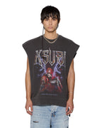 Mens Kingdom Slash Crew Faded Black Oversized Fleece - Black