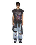 Mens Kingdom Slash Crew Faded Black Oversized Fleece - Black