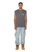 Mens Lock Cut Off Tee Charcoal Regular Tees - Grey