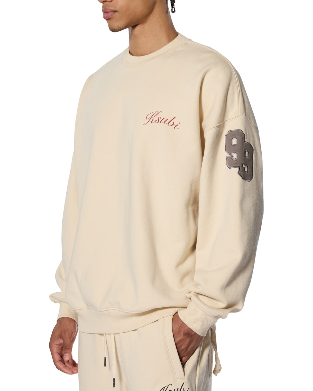 Mens Playoff Ekcess Crew Neck Dusty Desert Oversized Fleece - Tan