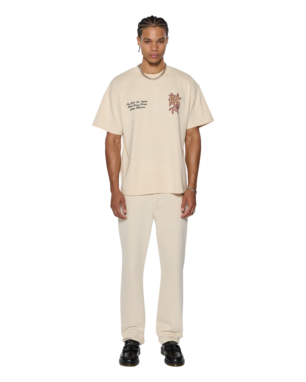 Mens Hazlow Ecru Straight Denim Jeans - Beige