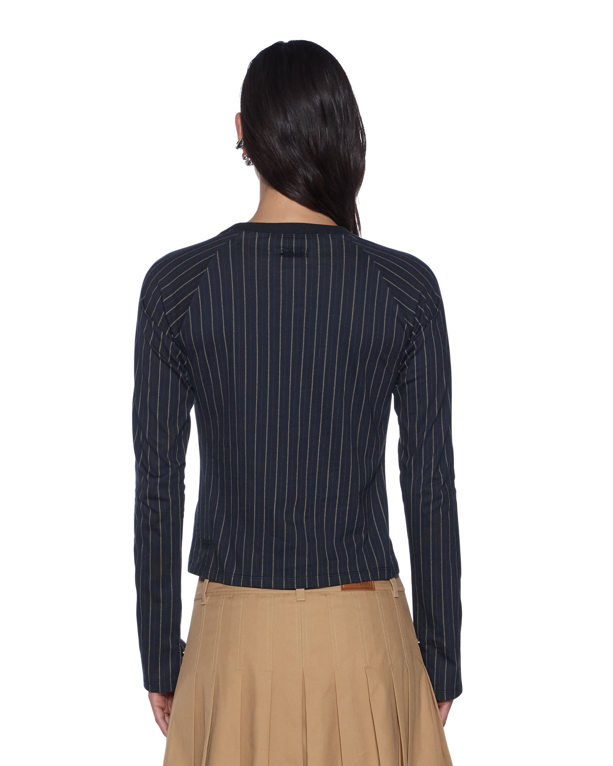 WOMENS PORTER LS TOP BLACK PINSTRIPE FASHION TOPS