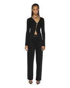 Womens Rework Ls Top Black Fitted Fashion Tops - Black