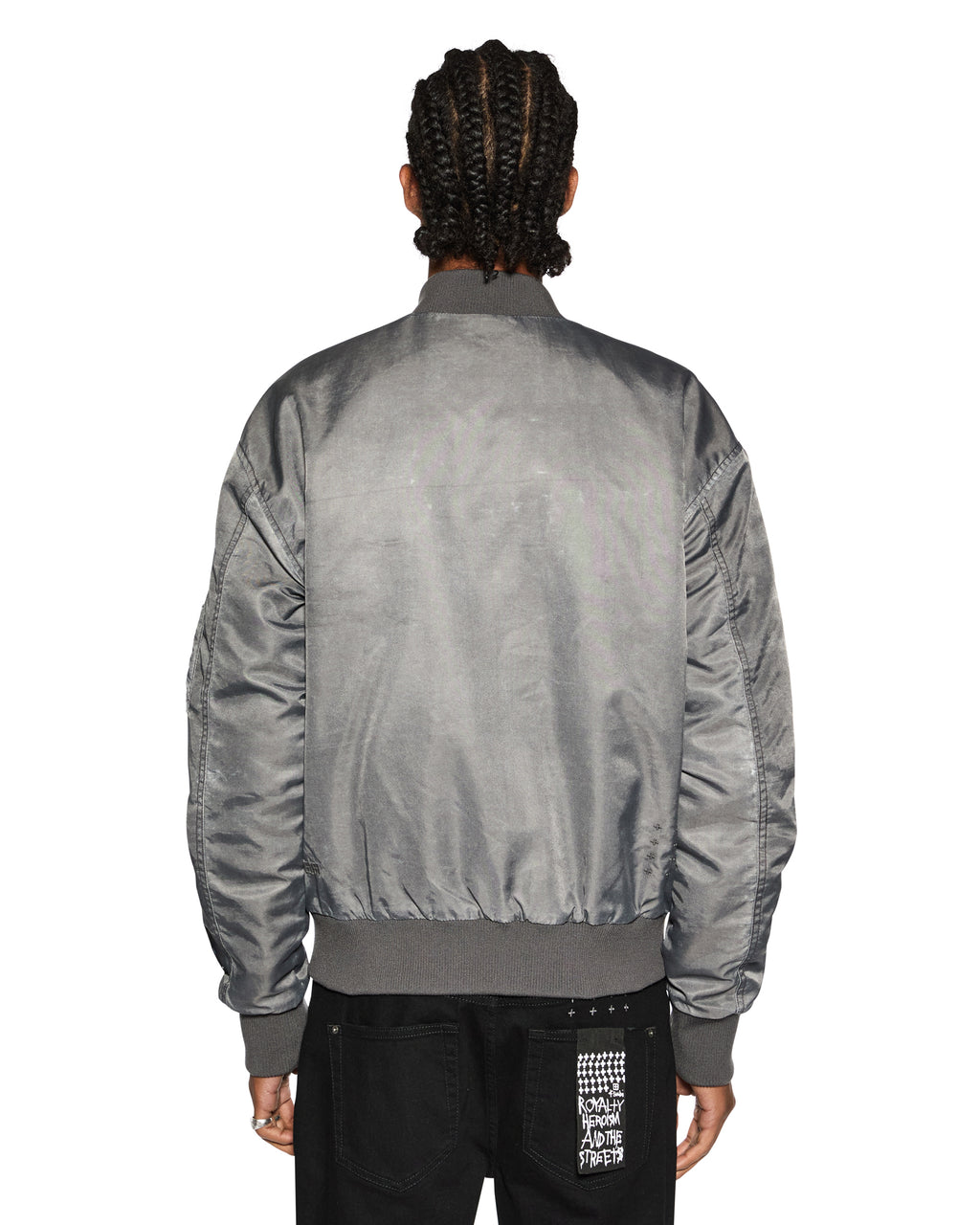 Mens Royalty Bomber Overdye Coal Regular Jackets - Grey