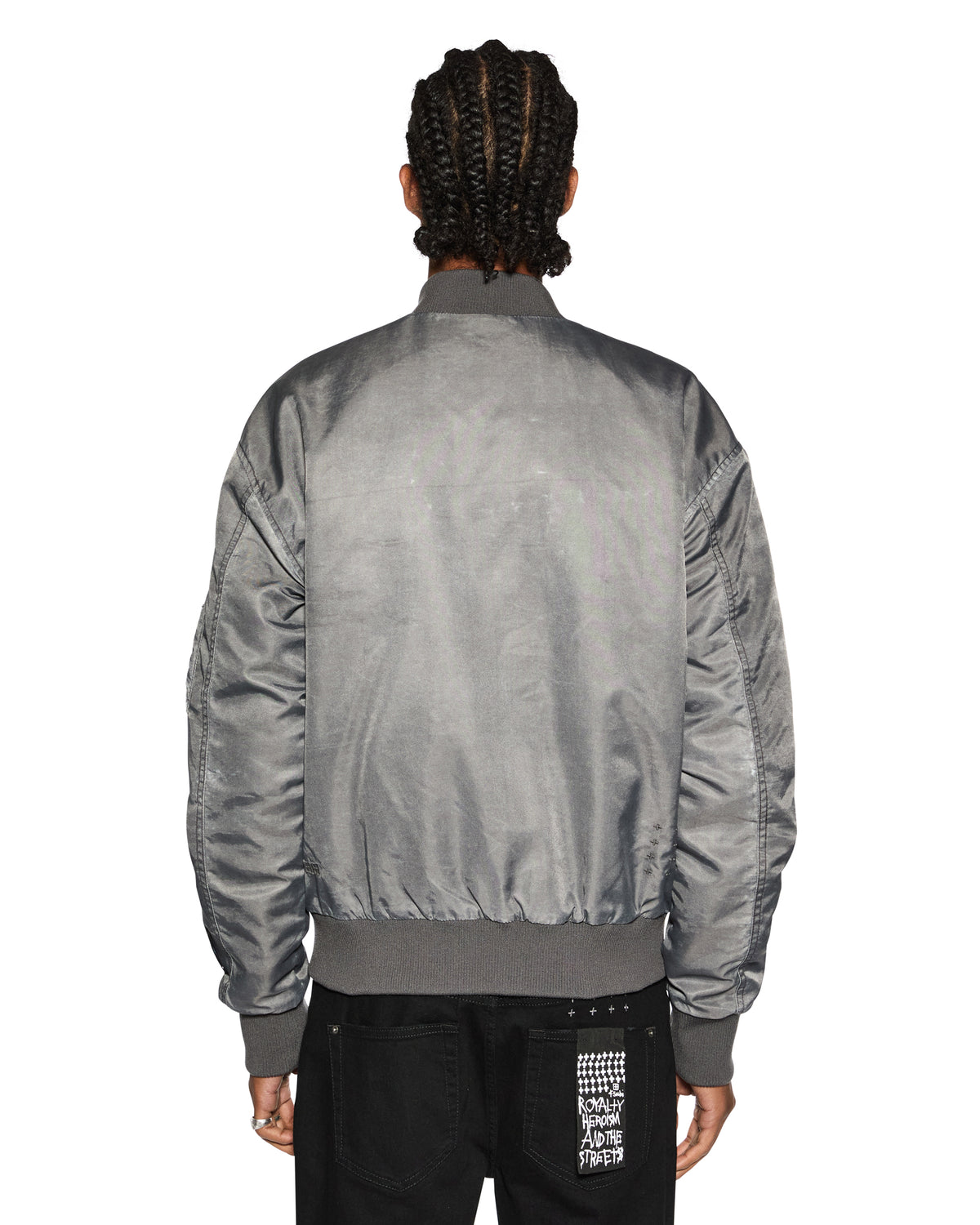 Mens Royalty Bomber Overdye Coal Regular Jackets - Grey