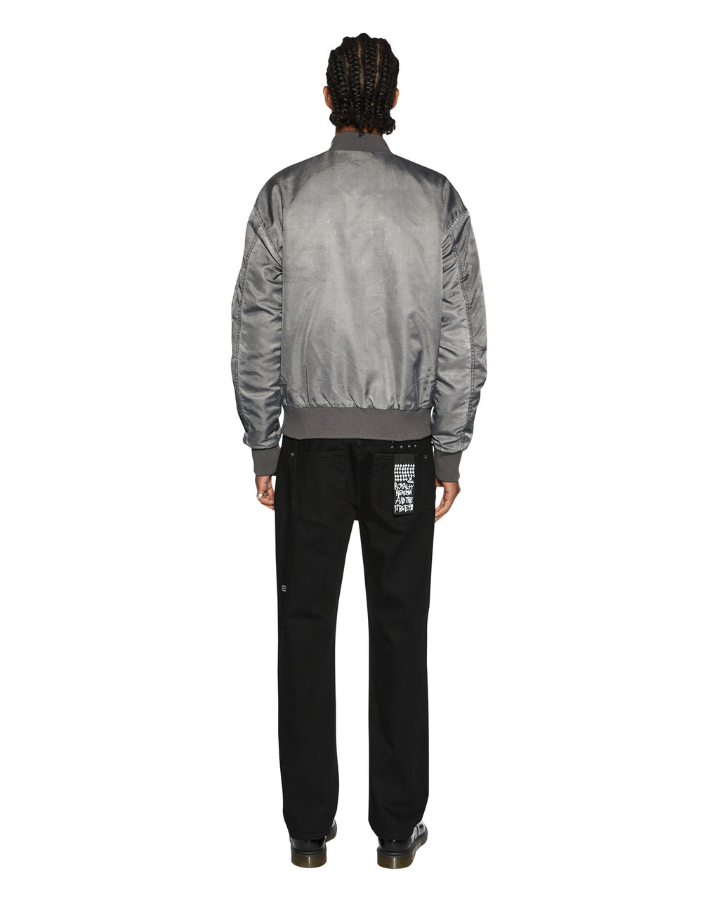 Mens Royalty Bomber Overdye Coal Regular Jackets - Grey