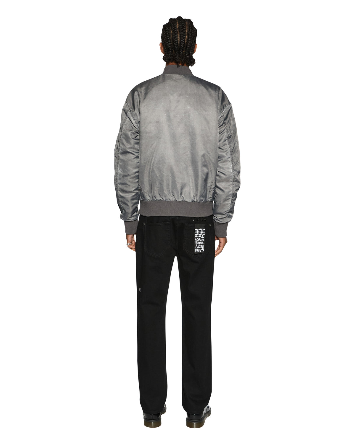 Mens Royalty Bomber Overdye Coal Regular Jackets - Grey