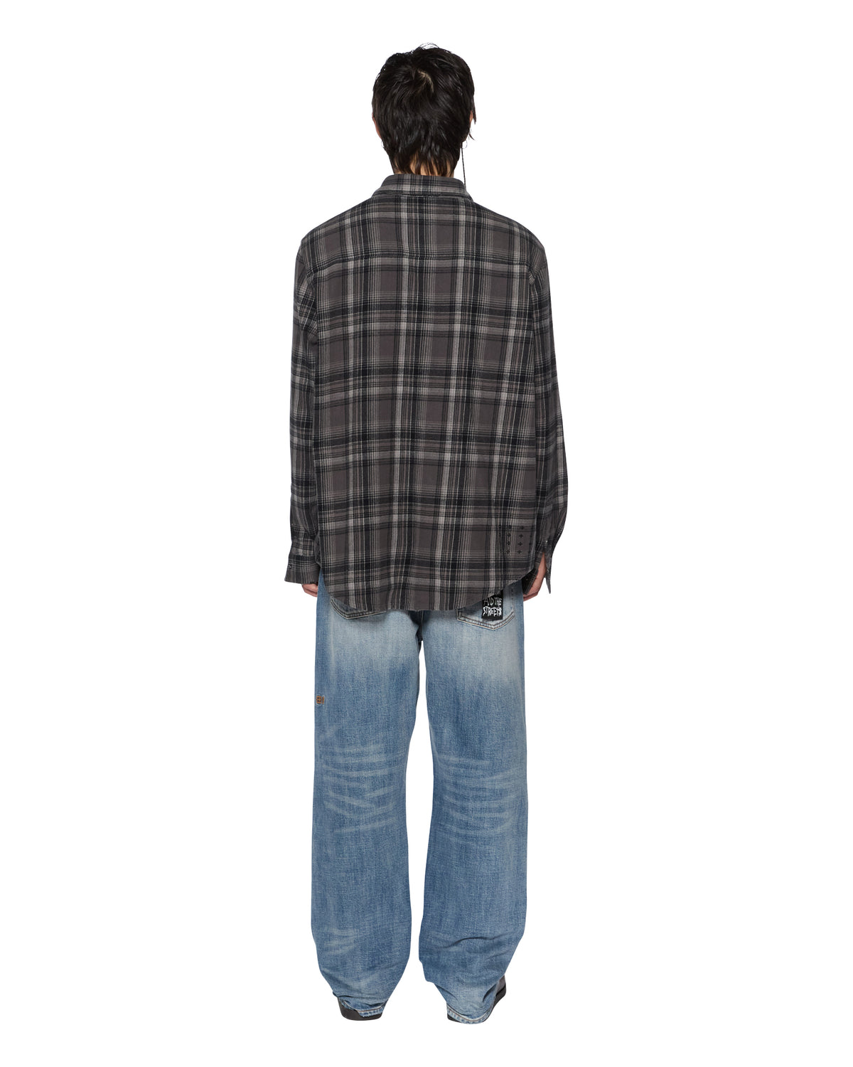 Mens Snakebite Shirt Check Charcoal Regular Shirts - Grey