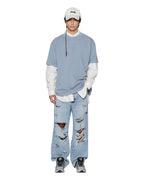 Mens Sott Ekcess Ss Tee Storm Oversized Tees - Blue