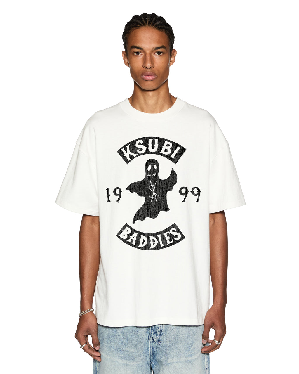 Mens Baddies Ekcess Vintage White Oversized Tees - White