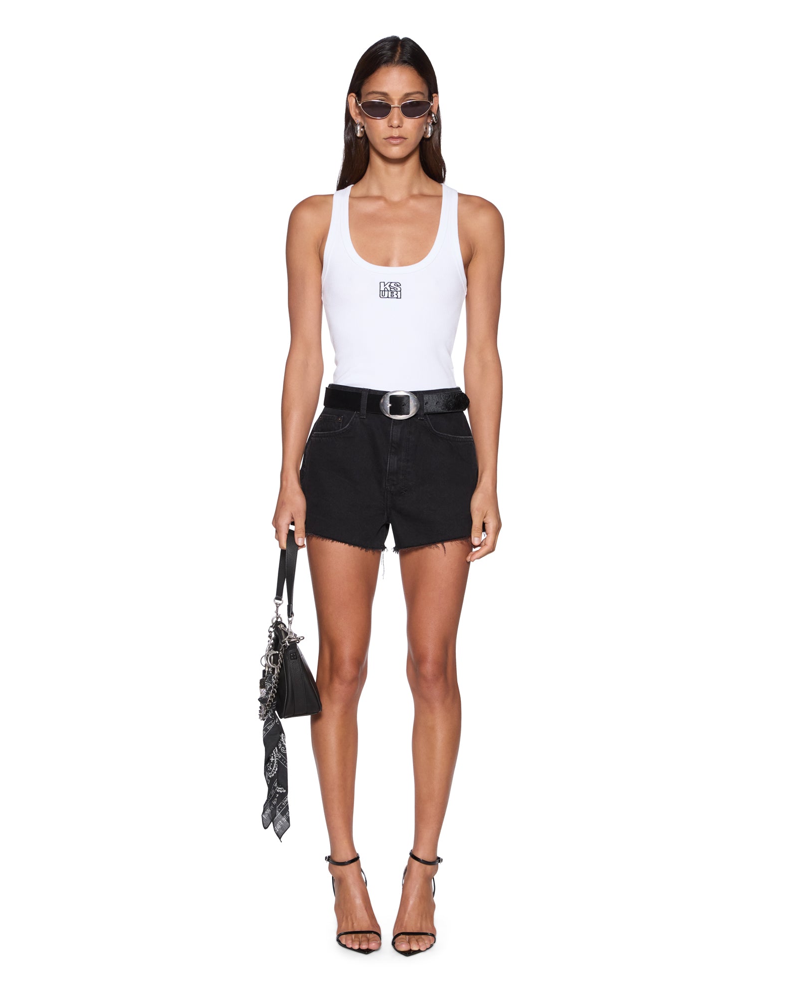 Womens Stacked Origin Tank White Fashion Tops | Ksubi ++