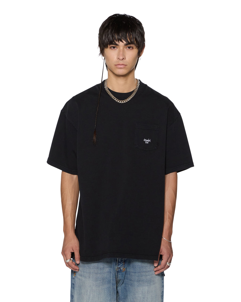 Mens Stamp Ekcess Pocket Ss Tee Black Oversized Tees - Black