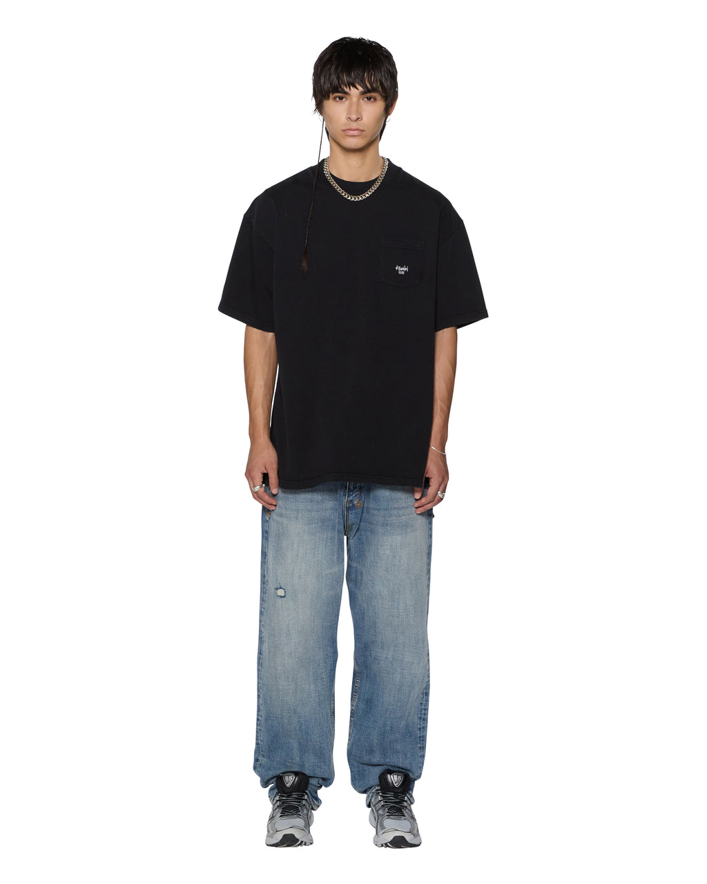 Mens Stamp Ekcess Pocket Ss Tee Black Oversized Tees - Black