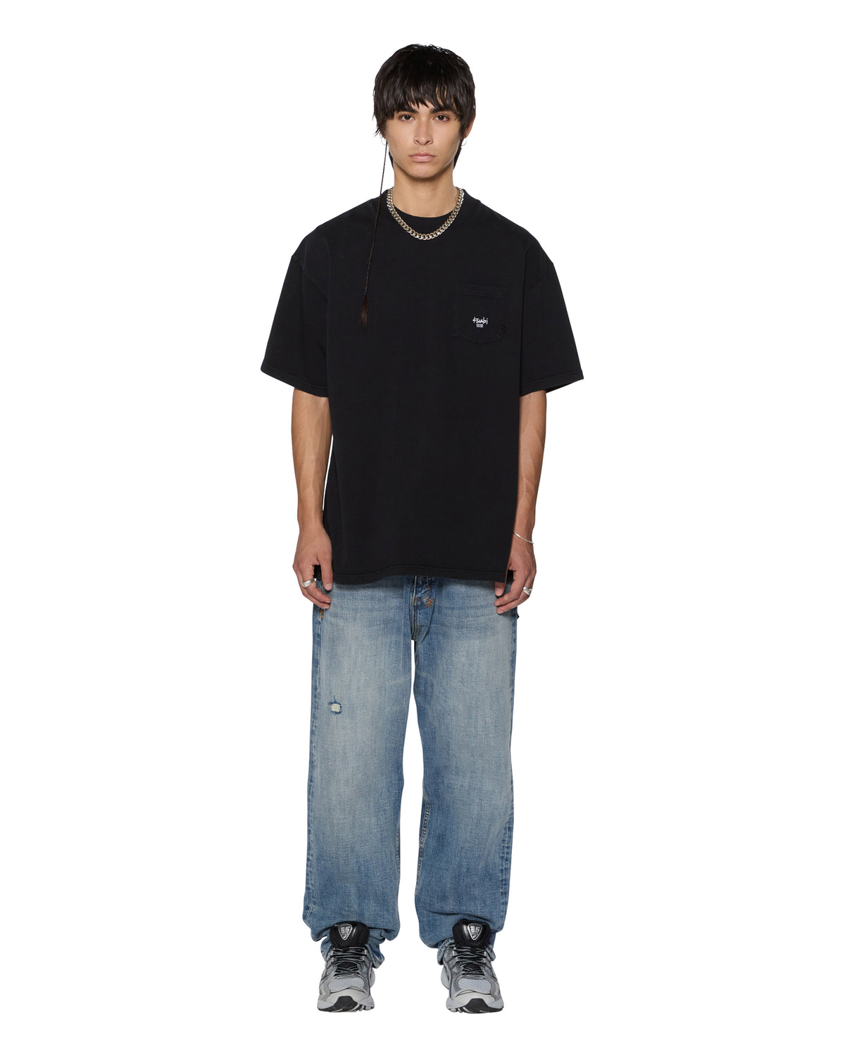 Mens Stamp Ekcess Pocket Ss Tee Black Oversized Tees - Black