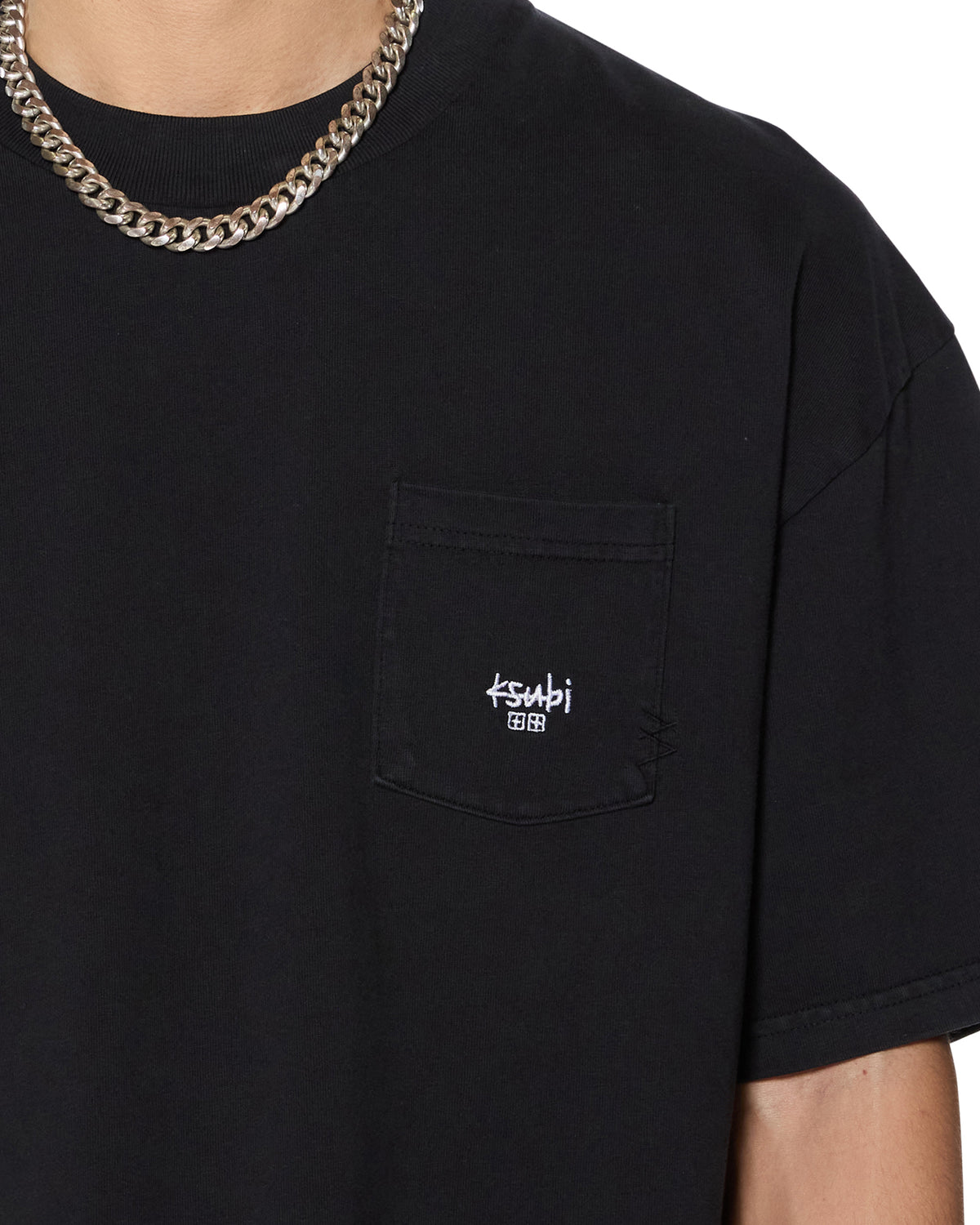 Mens Stamp Ekcess Pocket Ss Tee Black Oversized Tees - Black