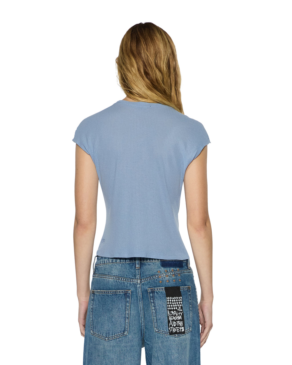 WOMENS STAPLE SS TEE ICE BLUE SHEER FASHION TOPS