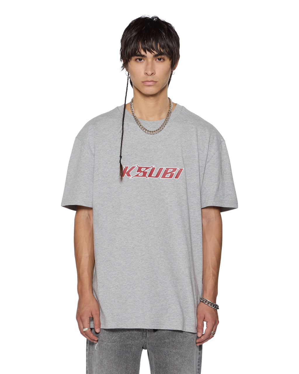 Mens Stinger Biggie Ss Tee Grey Marle Oversized Tees - Grey