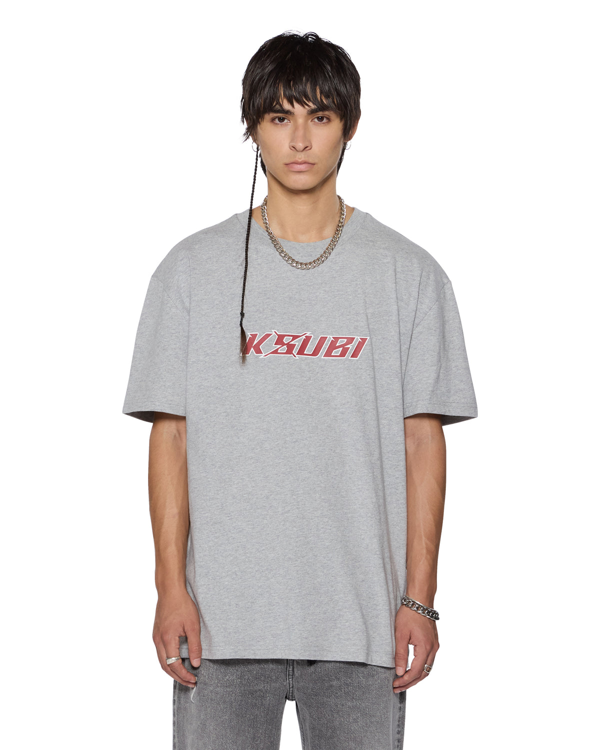 Mens Stinger Biggie Ss Tee Grey Marle Oversized Tees - Grey