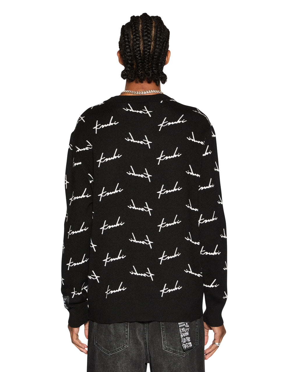 Mens Skript Knit Crew Black Regular Knitwear - Black