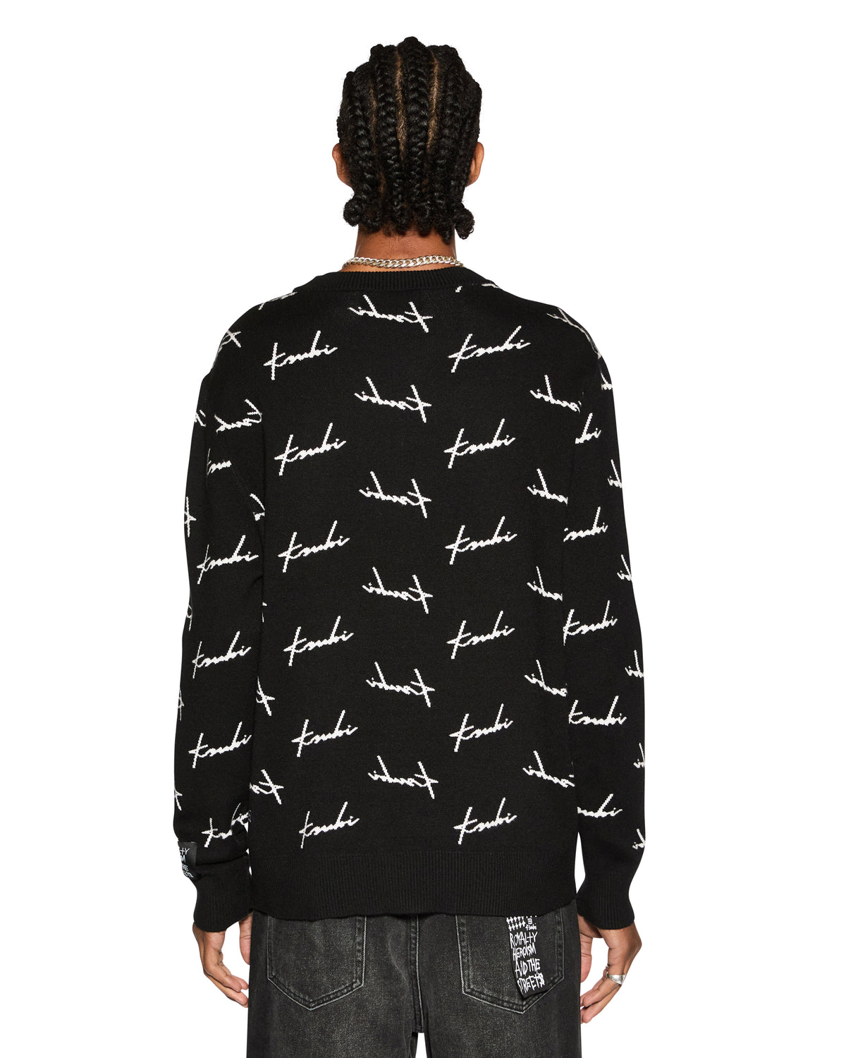 Mens Skript Knit Crew Black Regular Knitwear - Black