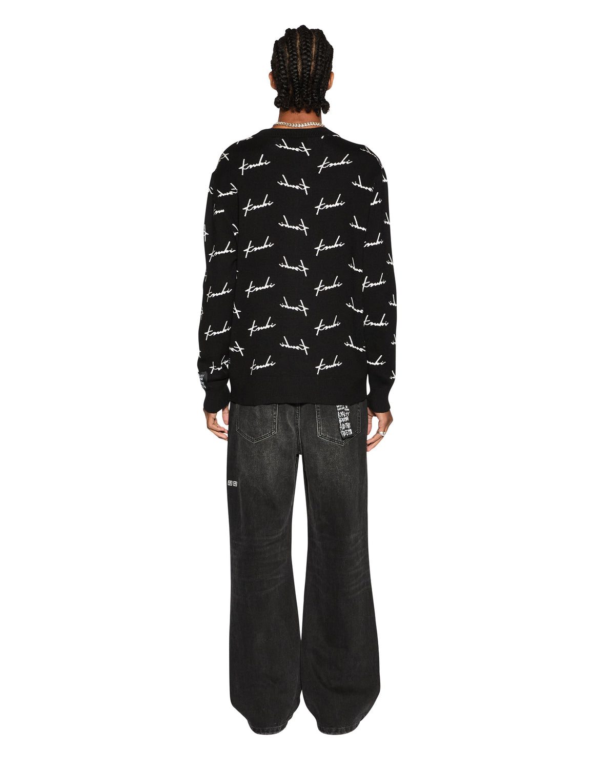 Mens Skript Knit Crew Black Regular Knitwear - Black