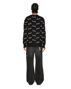 Mens Skript Knit Crew Black Regular Knitwear - Black