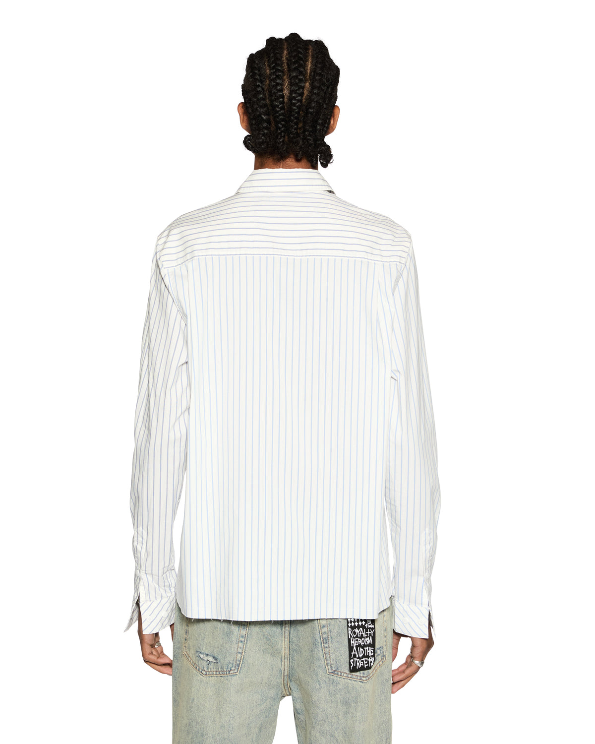 Mens Skript Ls Shirt 2 Stripe Regular Shirts - Blue