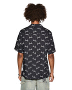 Mens Skript Resort Ss Shirt Black Regular Shirts - Black