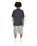 Mens Skript Resort Ss Shirt Black Regular Shirts - Black