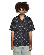 Mens Skript Resort Ss Shirt Black Regular Shirts - Black