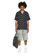 Mens Skript Resort Ss Shirt Black Regular Shirts - Black