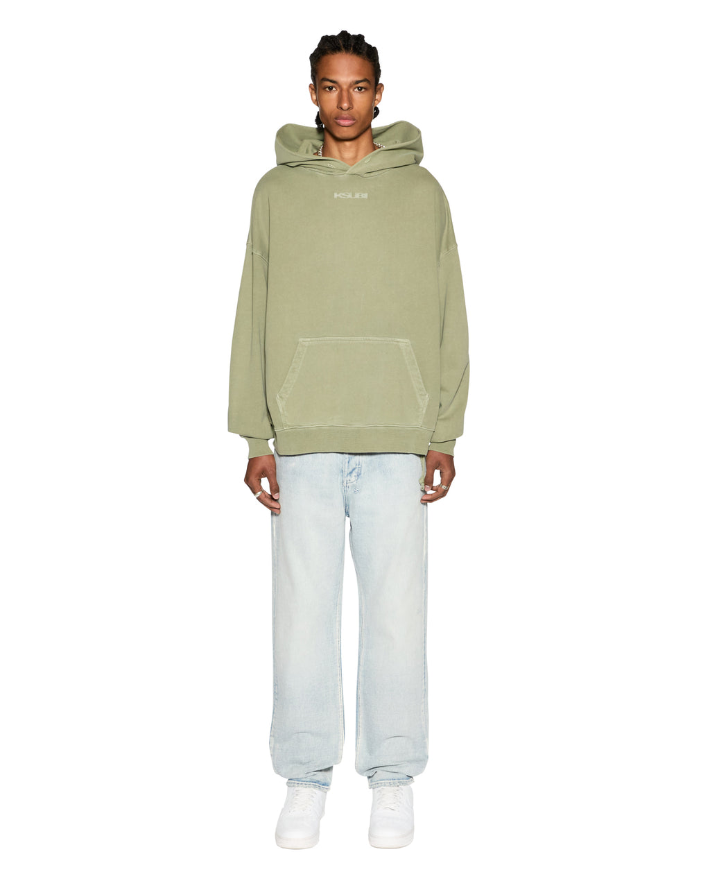 Mens Sott Ekcess Hoodie Moss Oversized Fleece - Green