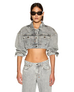 Womens Supercrop Trucker Dime Krystal Cropped Jackets - Grey
