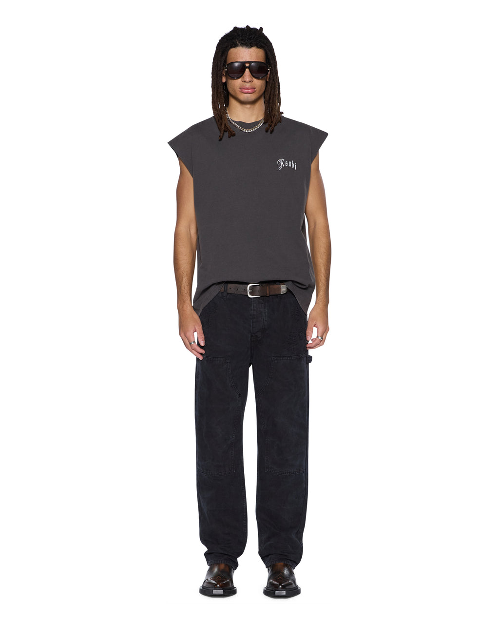 MENS TRUCKSTOP EKCESS CUTOFF FADED BLACK TEES