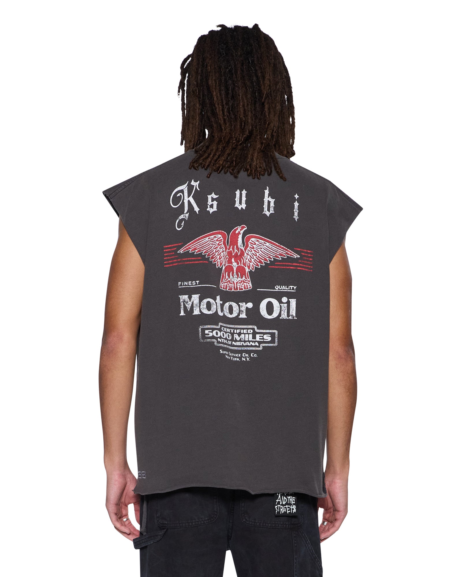 MENS TRUCKSTOP EKCESS CUTOFF FADED BLACK OVERSIZED TEES
