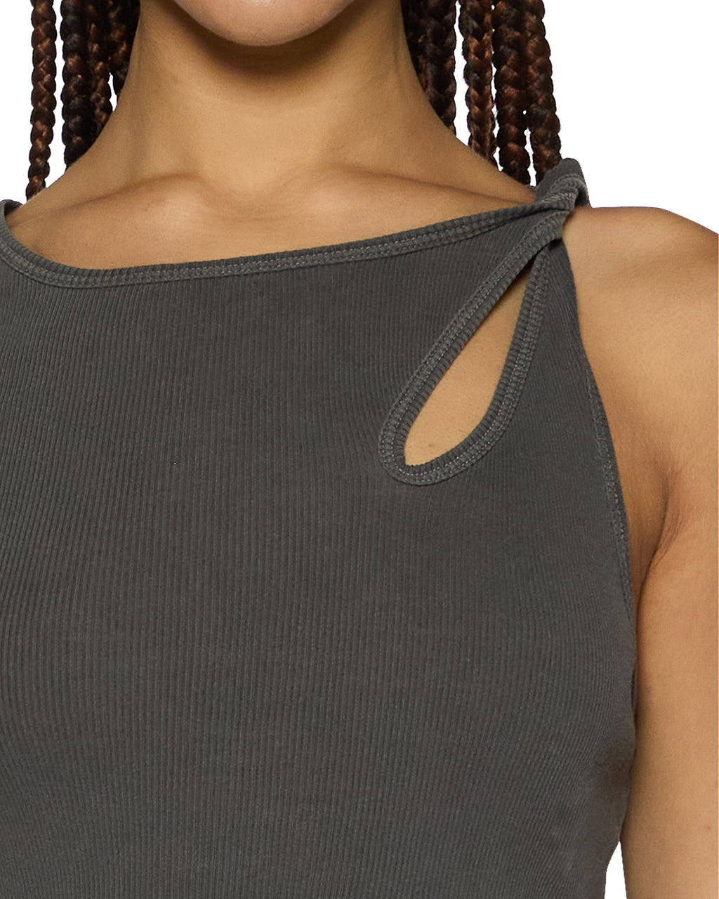 Womens Twisted Tank Charcoal Regular Fashion Tops - Grey