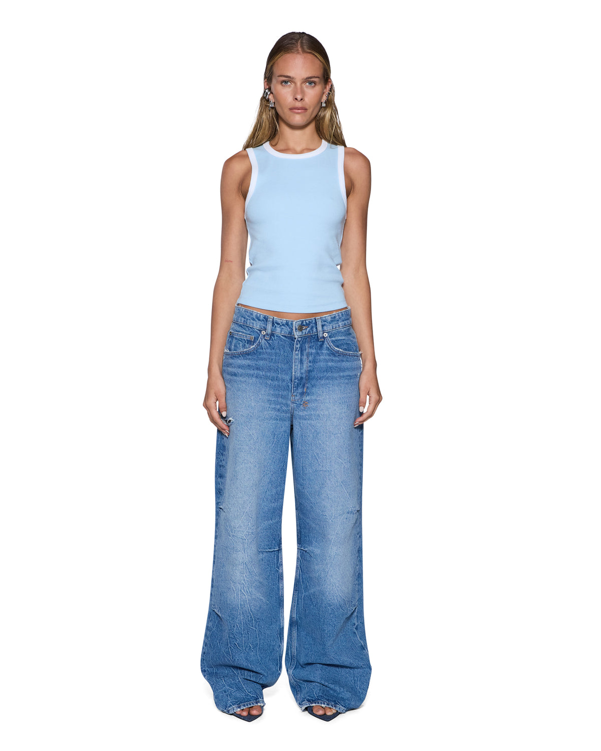 WOMENS SYNDICATE XTRA BABY BLUE/WHITE TEES