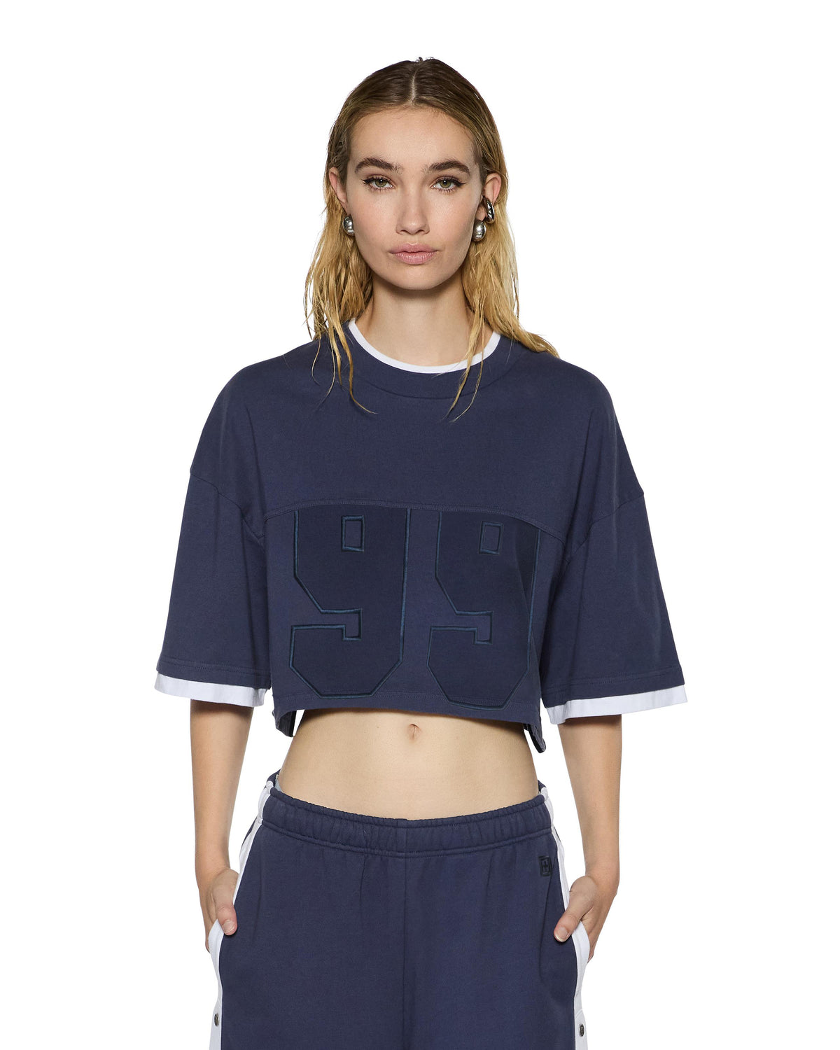 WOMENS 99 BOYFRIEND CROPPED SS TEE INK BLUE TEES